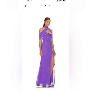 Michael Costello Purple Off-Shoulder Maxi Dress